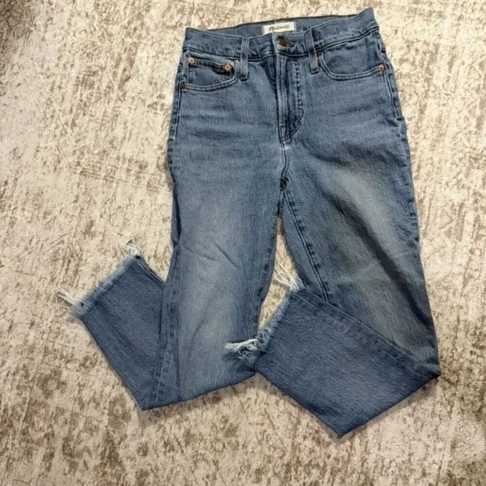 Madewell Women's Raw Hem The Perfect Vintage Denim Jeans Medium Wash Sz 26P